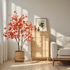 Artificial Maple Tree Indoor, with Realistic Silk Leaves, Fall Tree in Pot for Home Decoration Thanksgiving Harvest Fall Party - 3 of 4