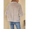 Womens Plush Fleece Zip Up Jacket Notched Lapel Cardigan Coat - 4 of 4