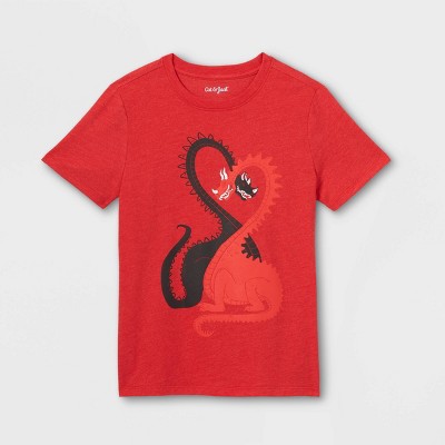 Boys' Valentines Dragons Short Sleeve Graphic T-Shirt - Cat & Jack™ Bright Red