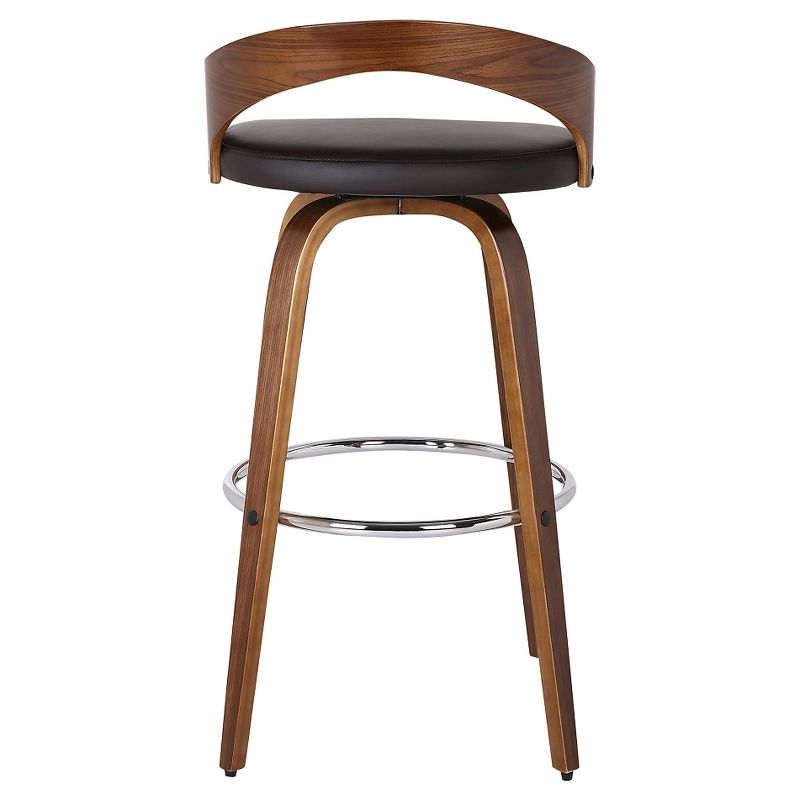 26&#34; Sonia Counter Height Barstool Faux Leather Brown - Armen Living, 3 of 8