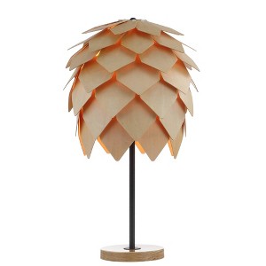 20.5" Wood/Metal Simon Pinecone Table Lamp with Dome Shade - JONATHAN Y: Scandinavian-Inspired Design - 1 of 4