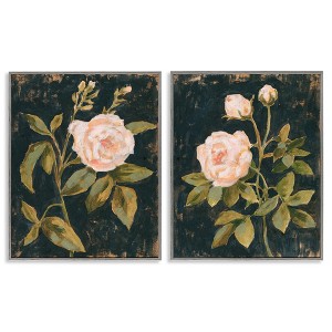 Stupell Industries Enchanted Vintage Pink Rose Florals 2pc Framed Giclee Art Set - 1 of 4