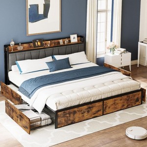 California King Bed Frame with 4 Storage Drawers - 1 of 1