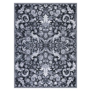 Coolmee Area Rug for Living Room, Washable Rug Low Pile Retro Accent Floral Rug Non-Slip Foldable Carpet for Bedroom, Dining Room - 1 of 4