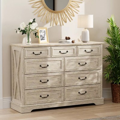 Another angle of same weathered dresser with decorative mirror