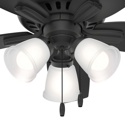42" Matte Black Low Profile Ceiling Fan with LED Light