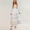 Anna-Kaci Women's Tiered Maxi Skirt with Lace Eyelet Panels and Textured Striped Design - 2 of 4