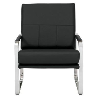 Allure Modern Blended Leather Accent Arm Chair Black/Chrome: Chrome-Finished, Padded for Comfort - Studio Designs Home