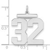 Black Bow Jewelry Sterling Silver, Athletic Collection, Large Polished Number 32 Pendant - 2 of 3