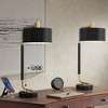 Possini Euro Design Myles 24" High Small Modern Glam Luxe Desk Lamps Set of 2 Dual USB Ports Black Gold Metal Home Office Living Room Charging Bedroom - 2 of 4