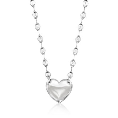Ross-Simons Sterling Silver Heart and Lumachina-Chain Necklace Size 18