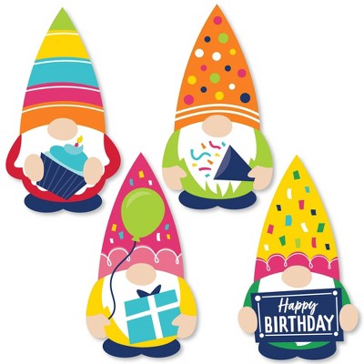 Big Dot of Happiness Gnome Birthday - DIY Shaped Happy Birthday Party Cut-Outs - 24 Count