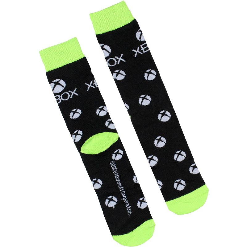 Xbox Socks Men's Video Game Gaming Logo Patterns 3 Pack Crew Socks Multicoloured, 3 of 5