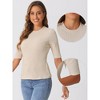 Allegra K Women's Crew Neck Ruched Solid Half Sleeve Basic Casual Top - 2 of 4