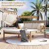 Outdoor Patio Acacia Wood Double Daybed Sunbed with Four Pillows - 4 of 4