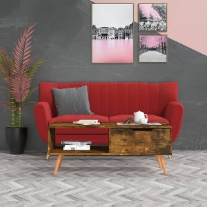 vidaXL Coffee Table Smoked Oak 39.4 in.x19.5 in.x16.9 in. Engineered Wood - 1 of 4