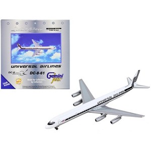 Douglas DC-8-61 Commercial Aircraft "Universal Airlines" White with Black Stripes 1/400 Diecast Model Airplane by GeminiJets - 1 of 3