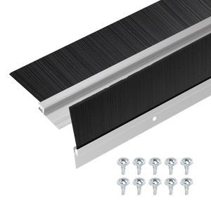 Unique Bargains Aluminum Nylon Door Brush Bottom Sweeps 35.46" x 2.68" Silver 2 Pcs - 1 of 4