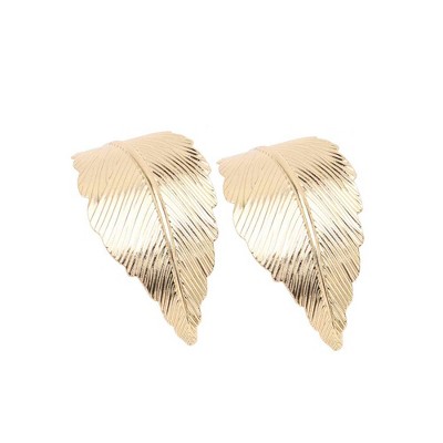 SOHI Women's Gold  Metallic Leaf Drop Earrings