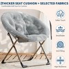 Comfy Saucer Chairs, Folding Reading Lounge Chair, Cozy Faux Fur Living Room Chair with Soft Thick Padded Seat & Metal Frame, Gray, Gold Leg, 2pcs - 4 of 4