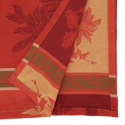 Elegant Orange Jacquard Fall Leaves Square Tablecloth