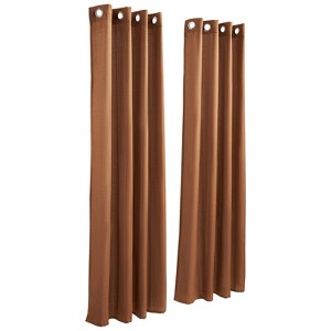 VEVOR Natural Linen Curtains, 52 x 84 inch 2 Panels Set, Grommet Light Filtering Thick Flax Textured Linen Drapes,Privacy Burlap for Living Room,Brown - 1 of 4