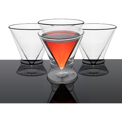 Double-Walled Stemless Martini Glasses with Ring Base - Set of 4