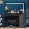 Makeup Vanity Desk with LED Lighted Mirror, Extra Large Storage， Makeup Vanities Table with 2 Drawers, Stool for Bedroom - 4 of 4