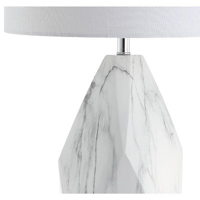 Oslo 25.5" White Ceramic Marble Crystal LED Table Lamp