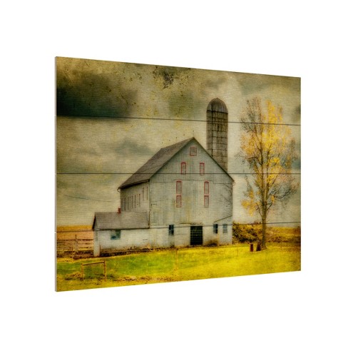 Lois Bryan 'old Barn On Stormy Afternoon' Wood Slat Art-12x16 : Target