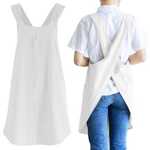 Cook with Style: Unisex Japanese Linen Crossback Apron - Charming Design with Convenient Pockets for an Enjoyable Baking Experience - 1 of 4