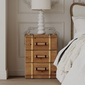 JIONJOY Retro Distressed Wood Nightstand - Fully Assembled 3-Drawer Side Table for Bedroom & Living Room - 1 of 4