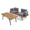 Modern Canago Outdoor Industrial Loveseat with Coffee Table set-Christopher Knight Home - 2 of 4