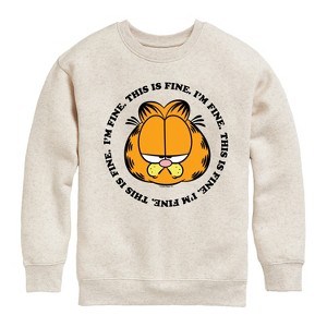 Boys' - Garfield - I'm Fine This Is Fine Graphic Long Sleeve Fleece Sweatshirt - 1 of 4