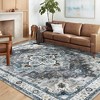 Washable Boho Area Rugs for Living Room Bedroom Vintage Persian Medallion Rug Non Slip Low Pile Carpet, 8'x10' Beige Gray - 2 of 4