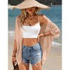 Womens Short Sleeve Cardigan Beach Cover Up Hollow-Out Sweater Cardigan Batswing Sleeve Cover Up Lightweight Cardigan - 4 of 4