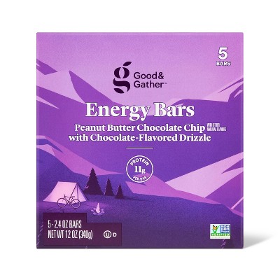 Energy Bar Peanut Butter Chocolate Chip with Chocolate Drizzle - 5ct - Good & Gather™