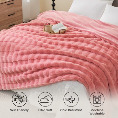 Cozy Bliss Fluffy Faux Fur Throw Blanket Soft Bed Blankets for Sofa Bed