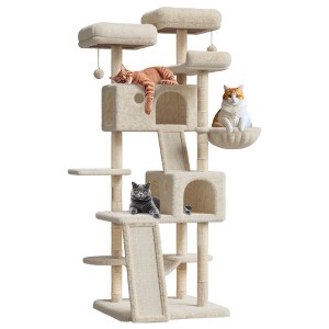 Large Cat Tree for Big Cats, Multi-Level Cat Tower for Indoor Cats, Scratching Post,Condo,Platforms,Cat Tunnel,Hammock,Feeding Station,Pet Play House - 1 of 4