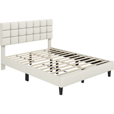 Yaheetech Upholstered Platform Bed Frame with Square Tufted Headboard