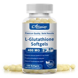 Alliwise L-Glutathione 400mg Softgels, Antioxidants & Immune Support, 120ct - 1 of 4