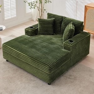 Coucheta 60" Chaise Lounge Collection - With Pillows & Armrests, Corduroy Sleeper, Charging Port & Cup Holder, Multiple Colors - 1 of 4