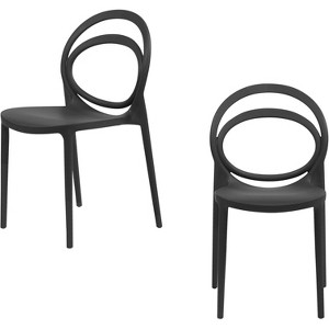 ADILE Modern Bentwood Design Stackable Dining Chair Set of 2，Black - 1 of 4