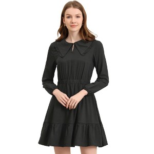 INSPIRE CHIC Women's Casual Above Knee Ruffle Hem A-Line Long Sleeve Dress - 1 of 4