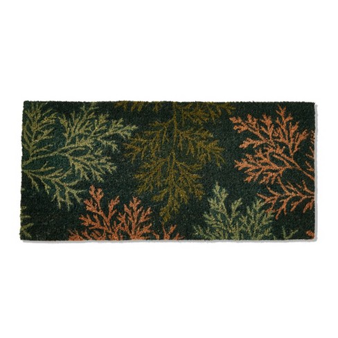 1'4 X 2'4 Winter Fir Trees Indoor/outdoor Coir Doormat Green/yellow -  Entryways : Target