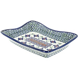 Blue Rose Polish Pottery 1934 Zaklady Medium Rectangular Tray - 1 of 1