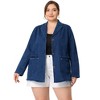 Agnes Orinda Women's Plus Size Fashion Work Formal Pockets Button-Down Casual Denim Blazers - 3 of 4