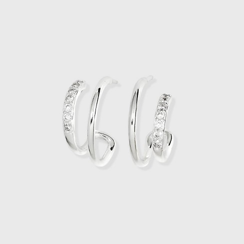 Sterling Silver Hoop Earring - Silver : Target