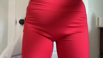 Women's High-waist Mesh Fitness Leggings Red X Large - White Mark