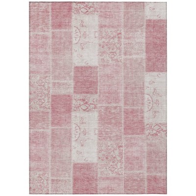 Pink Blush And Ivory Patchwork Washable Indoor Outdoor Area Rug
